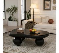 FeiZhiYanS Table Basse Moderne irrégulière de 46 po en Forme de Nuage, Table Centrale Basse, Jolies Tables à thé d'intérieur asymétriques avec 3 Pieds en Boule, pour Salon, Petit Espace,BL