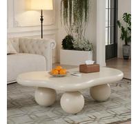 FeiZhiYanS Table Basse Moderne irrégulière de 46 po en Forme de Nuage, Table Centrale Basse, Jolies Tables à thé d'intérieur asymétriques avec 3 Pieds en Boule, pour Salon, Petit Espace,Al