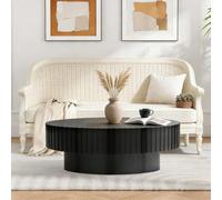 FeiZhiYanS Table Basse Ovale cannelée de 110 cm pour Salon, Table Basse Minimaliste à Pied Central en Forme de Tambour, Style Ferme Moderne du Milieu du siècle, Table Centrale elliptique avec,B