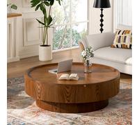 FeiZhiYanS Table Basse Ronde en Forme de Tambour avec Rangement dissimulé, Table Basse Centrale en Bois de Style Moderne du Milieu du siècle, idéale pour Les Petits espaces, comme Un Salon,Al