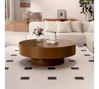 FeiZhiYanS Table Basse Ronde Rustique en Forme de Tambour pour Salon, Table Basse Ronde Marron Moderne et Luxueuse, Table Basses Moderne en Bois en Forme de Tambour pour Bureau à Domicile,A39