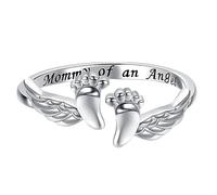 Feizikaw Anneau moderne pour anniversaire Bague Empreintes de Bébé Maman Ange Accessoires Maman d'Ange Pour Quotidien Pour Présent (A, 6号)