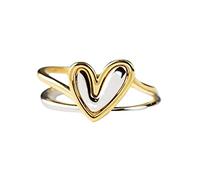 Feizikaw Anneau moderne pour anniversaire Bague en forme de coeur bague délicate cadeau pour fille et mère bague d'amour pour femmes en forme de coeur mode polyvalent (Gold, One Size)