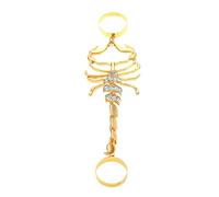 Feizikaw Anneaux de Mariage Bague à main en chaîne gothique, bague de doigt en or, bagues d'articulation punk, ensemble de bagues de déclaration d'Halloween pour femmes et filles (Gold, One Size)