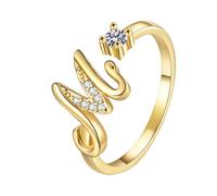 Feizikaw Bague Ajustable Bague avec 26 de l'alphabet anglais pour femme, polyvalente, ouverte, réglable, de Saint-Valentin, cadeau Saint-Valentin, couple s'offrant des cadeaux (M, One Size)