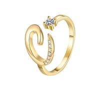 Feizikaw Bague Ajustable Bague avec 26 de l'alphabet anglais pour femme, polyvalente, ouverte, réglable, de Saint-Valentin, cadeau Saint-Valentin, couple s'offrant des cadeaux (C, One Size)