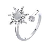 Feizikaw Bague Ajustable Femme décompression Flower Ring ajustable compression anneaux rotatifs Zircon Anneaux (B, One Size)