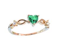 Feizikaw Bague Ajustable Femme La Forma Novia Cumpleaños Con De Con Dedo A De Anillo Joyería Romántico Piedra Sortija Corazón Circonio Mujer Rings (Green, 10)