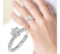 Feizikaw Bague Connectée Bague de promesse de fiançailles pour femmes, bague de mariage, bague en nid d'abeille en diamant (Silver, 1.8cm)