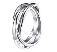Feizikaw Bague Enfant Fille Décompression Trois Anneaux Anneau Rotatif Anneaux En Argent En Acier Inoxydable Bagues De Mariage Pour Femmes Pour Hommes Rotatifs Géométrie Taille 6 12 (Silver, 7)