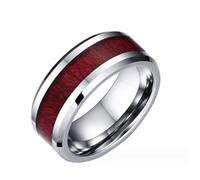 Feizikaw Bague Fantaisie Femme Anneau Coeur Grain Anneau Trois Couches Ensemble Bois Couple Anneaux En Acier (F, 11)