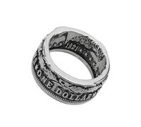 Feizikaw Bague Fantaisie Femme Bague Dollar classique United States Emblem United For One Ring Silver Dollar Size Ring pour homme (D, One Size)