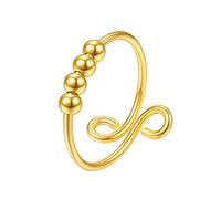 Feizikaw Bague Femme La bobine sonne l'anneau réglable de doigt pour des femmes pour des anneaux en spirale d'inquiétude (Golden, One Size)