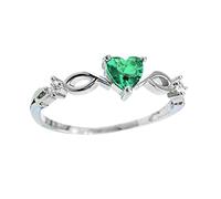 Feizikaw Bague Femme Reglable La Novia Sortija Anillo De Mujer De Dedo Corazón A Circonio Forma Romántico Joyería Cumpleaños Con Piedra Con Rings (Green, 6)