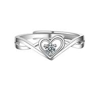 Feizikaw Bague Femmes À ma fille coeur bague amour strass Graduation pour femme argent amour creux strass ouverture réglable (Silver, One Size)