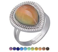 Feizikaw Bague Femmes Cadeau de bague de pierres précieuses sensibles chaudes pour les anneau à la chute l'eau changeant les anneaux couleur température d'humeur (as show, One Size)