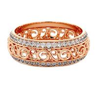 Feizikaw Bague Reglable Anneau creux de jour pour incrustation de cadeau petite Micro anneaux la Saint-Valentin (Rose Gold, 6)