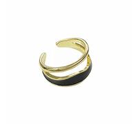 Feizikaw Bague Reglable Anneau d'ouverture de couleur de Collision géométrique femme lumière luxe personnalité index bague doigt (Black, One Size)