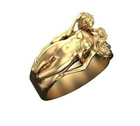 Feizikaw Bague Reglable Bague Exagérée Cadeau Femme Et Série Hommes Jour Saint Valentin Amour Couple Anneaux Anneaux (Gold, 9)