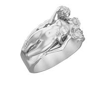 Feizikaw Bague Reglable Bague Exagérée Cadeau Femme Et Série Hommes Jour Saint Valentin Amour Couple Anneaux Anneaux (Silver, 8)