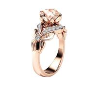 Feizikaw Bague Reglable Femme Bague à nœud en cuivre plaqué or Rose pour femmes, à la mode en Europe et aux états-, Zircon (Gold, 6)