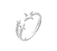 Feizikaw Bague Reglable Femme Le design et sophistiqué de la bague étoile convient à toutes les occasions (Silver, A)