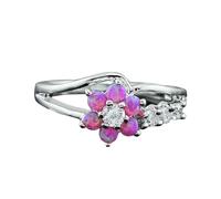 Feizikaw Bagues Bagues en argent pour femmes, ne pas, Vintage, exquise, opale blanche, Zircon, bague en cuivre, tendance, amour (Red, A)