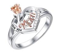 Feizikaw Bagues de Fiançailles pour Couples À ma mère à ma fille bague en strass d'amour bague en strass maman et fille bague en strass d'amour rose (Black, 9)