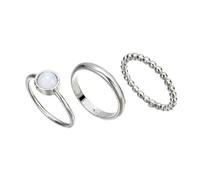 Feizikaw Bagues Lot de 3 bagues empilables pour femmes et hommes, bagues de pouce en opale, bagues de doigt hautement polies, bagues de mariage (A, 6号)