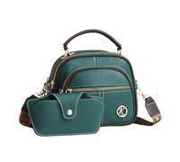 Feizikaw Bolso Bandolera de Lona Informal Coefficienta Sac en cuir classique multifonction avec compartiments et bandoulière large réglable pour les (Green, One Size)