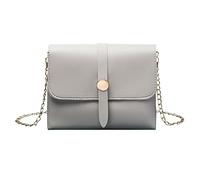 Feizikaw Bolso Bandolera de Lona Informal Petit sac carré polyvalent avec bandoulière en chaîne (Grey, One Size)