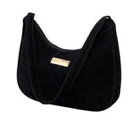 Feizikaw Bolso Bandolera de Lona Informal Sac à bandoulière en velours pour femmes, nouveau modèle, couleur unie, avancé rétro décontracté, fermeture éclair, sac pratique (Black, One Size)