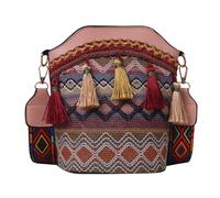 Feizikaw Bolso Bandolera de Lona Informal Sac bandoulière style bohème coréen pour femme, avec franges et design tissé, léger et tendance (One Size)