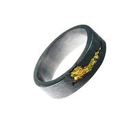 Feizikaw Cadeaux pour Petits Amis Flamme deux couleurs nouvel anneau de feu coulant en or trempé ouvrant un anneau réglable (Black, One Size)