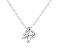 Feizikaw Collier ajustable élégant femmes modernes Collier en argent avec des mots pour les femmes à la mode avec des initiales Un cadeau pour les femmes adolescentes et (R, 1.8x1.5cm)