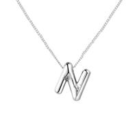 Feizikaw Collier ajustable élégant femmes modernes Collier en argent avec des mots pour les femmes à la mode avec des initiales Un cadeau pour les femmes adolescentes et (N, 1.8x1.5cm)