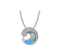 Feizikaw Collier ajustable élégant femmes sobres Collier vague bleue avec pendentif chaîne de pull collier vague océan (Blue, 10x6x1cm)
