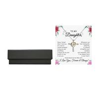 Feizikaw Collier Argent Cadeau à ma fille, collier dansant avec carte de message, cadeaux de Pâques pour filles, pendentif du cou, petit, cadeaux d'anniversaire (Black, One Size)