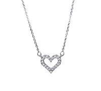 Feizikaw Collier Pendentif Collier en forme d'amour en argent, plein de diamants, pendentif Micro incrusté pour filles, de clavicule classique (Silver, One Size)