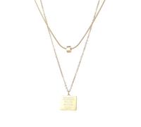 Feizikaw Collier Pendentif Collier rectangulaire en acier inoxydable avec lettres anglaises, style européen et polyvalent, bijou féminin (Gold, 12x9x2cm)