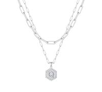 Feizikaw Collier Pendentif Dainty Silver Initial Necklaces For Women Silver Necklaces For Women A Z 26 Alphabet Initial Teen Girls Jewelry (Q, 50cm)