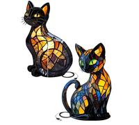 Feizikaw Lampadaire de Nuit Éclairé USB A+C - Lampe de Chevet Design Français avec Résine Teintée et Thème Chat Mignon - Éclairage LED Chaleureux pour Salle de Bain, Bureau ou Table de Chevet (A+B)