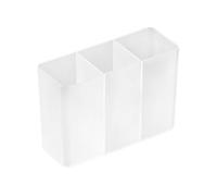 Feizikaw Lot de 3 mini étagères de rangement murales en plastique transparent à 3 compartiments pour pinceaux de maquillage, rouge à lèvres, stylos, maquillage (blanc, 8 x 5 x 3 cm)