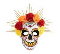 Feizikaw Masque Vénitienne Femme EVA avec des liens de fleurs Un accessoire de costume festif indispensable pour la fête d'Halloween du Jour des Morts et la fête costumée (Yellow,38x35cm)