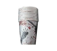 Feizikaw Mug Halloween Fête d'Halloween: Gobelets en papier avec empreintes de mains et taches de sang sinistres Votre célébration (White, 13. 5x7x7cm)