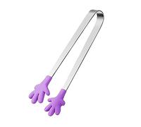 Feizikaw Pince en acier inoxydable pour étagère de garage avec mini tête en silicone en forme de main pour cuisine, salle à manger et bar (violet, taille unique)