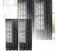 Feizikaw Rideaux occultants pour chambre à coucher - 150 cm de large x 200 cm de long - En dentelle française - Semi-dentelle et barre traversante (A, 150 x 200 cm)