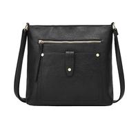 Feizikaw Sac à bandoulière Dames en cuir souple rétro mode petit sac carré à bandoulière main main grande capacité poche (Black, One Size)