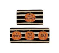 Feizikaw Tapis D'éveil pièces Tapis de Cuisine antidérapant de Coureur Ensemble paillasson Happy Halloween Porte Support Sol intérieur