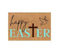 Feizikaw Tapis D'éveil Pliable Epais Tapis de Sol en Forme de Lapin, Ligne pâques, Velours Cristal, joyeuses pâques, Bienvenue, Sol Vacances